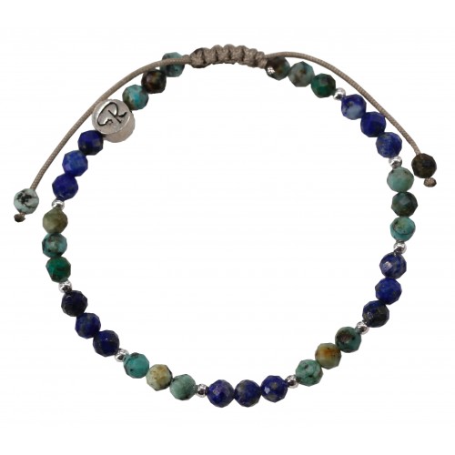 Bracelet Bicolore - Turquoise Africaine, Lapis Lazuli et Argent 925