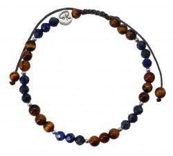 Bracelet Bicolore - Lapsi Lazuli, Oeil de Tigre et Argent 925