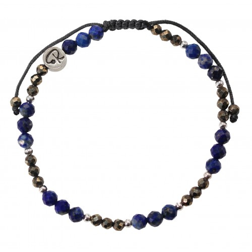 Bracelet Bicolore - Lapsi Lazuli, Pyrite et Argent 925