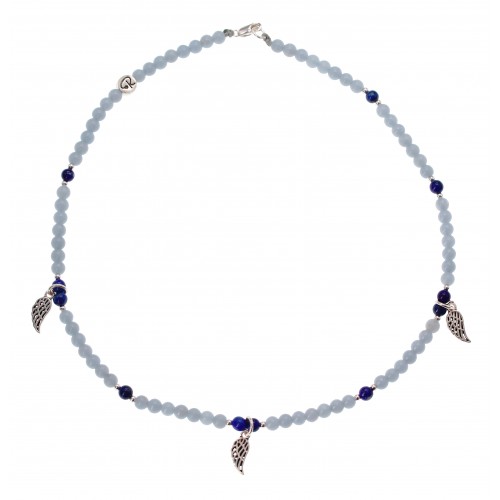 Ras de Cou Angel - Angélite, Lapis Lazuli et Argent 925