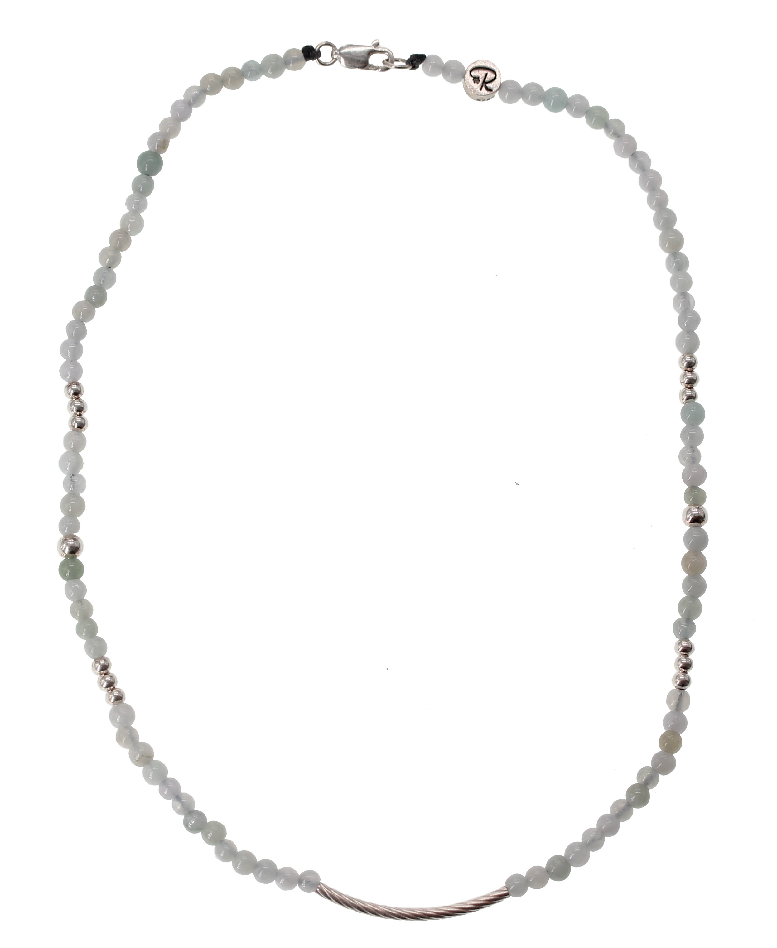 Collier Chaîne En Jade Africain Et Argent 925 - Style Bohème - Neuf Avec étiquettes