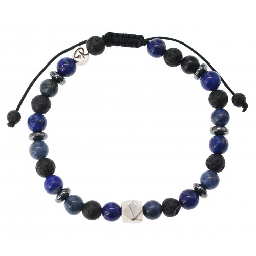 Bracelet Baby Presley - Dumortiérite, Lapis Lazuli, Pierre de Lave et Argent 925