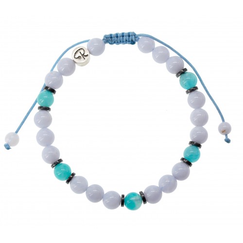 Bracelet Aurore - Agate Blue Lace, Amazonite et Hématite