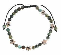 Bracelet Étoile Filante - Turquoise Africaine, Jaspe Dalamtien et Argent 925