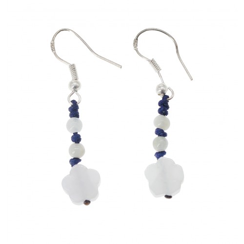 Boucles d'oreilles jades montees en argent