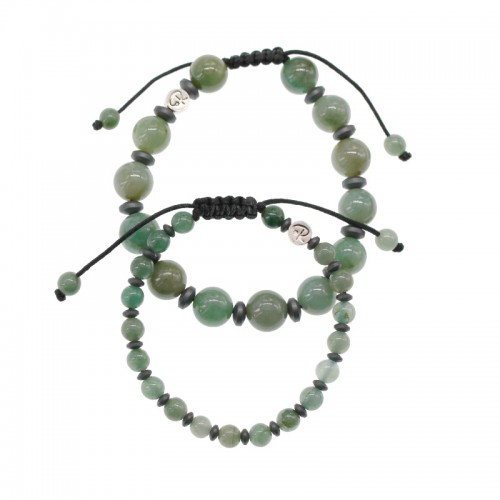 Bracelet Couple - Jade Vert et Hématite