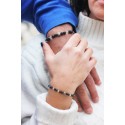 Bracelets de Couple Amore - Pierre de Lave, Cristal de Roche et Argent 925