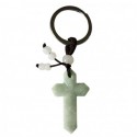 Porte-clefs Croix en jade