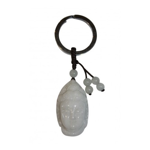 Porte clef Kuan-in en jade blanc