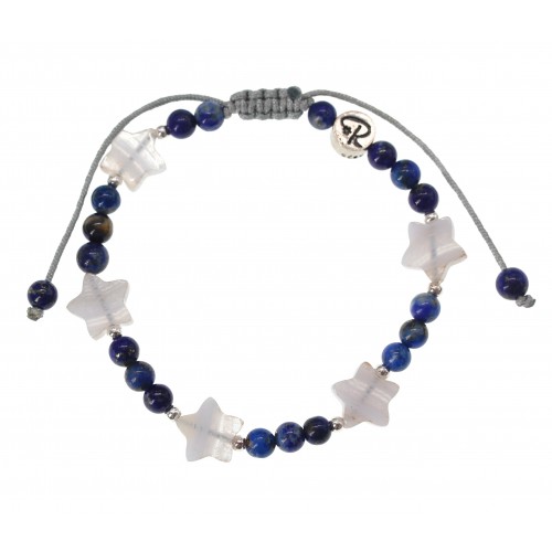 Bracelet Enfant "Étoile Filante" - Lapis Lazuli et Agate blue lace et Argent 925