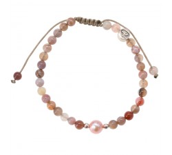 Bracelet Pearl - Agate Botswana, Perle de Culture et Argent 925