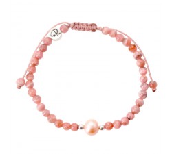 Bracelet Pearl - Rhodochrosite, Perle de Culture et Argent 925
