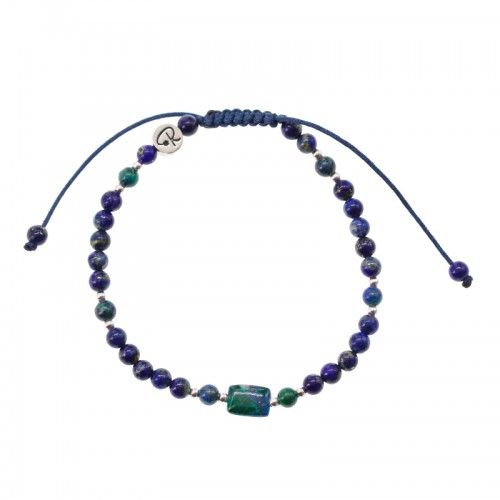 Bracelet Âme - Azurite Malachite, Lapis Lazuli et Argent 925