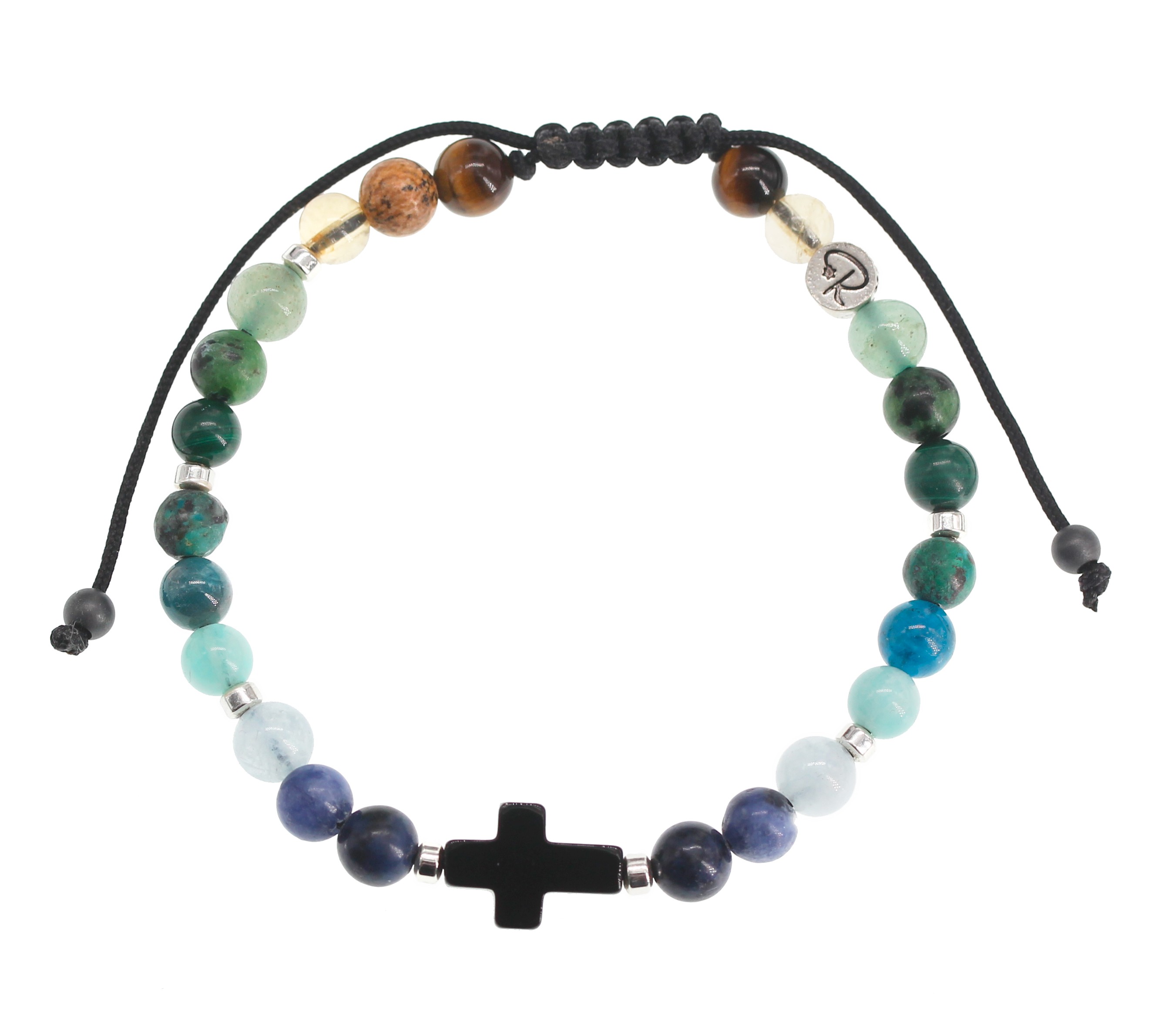 Bracelet élastique argent massif 925 et pierres de turquoise - Perle de Jade