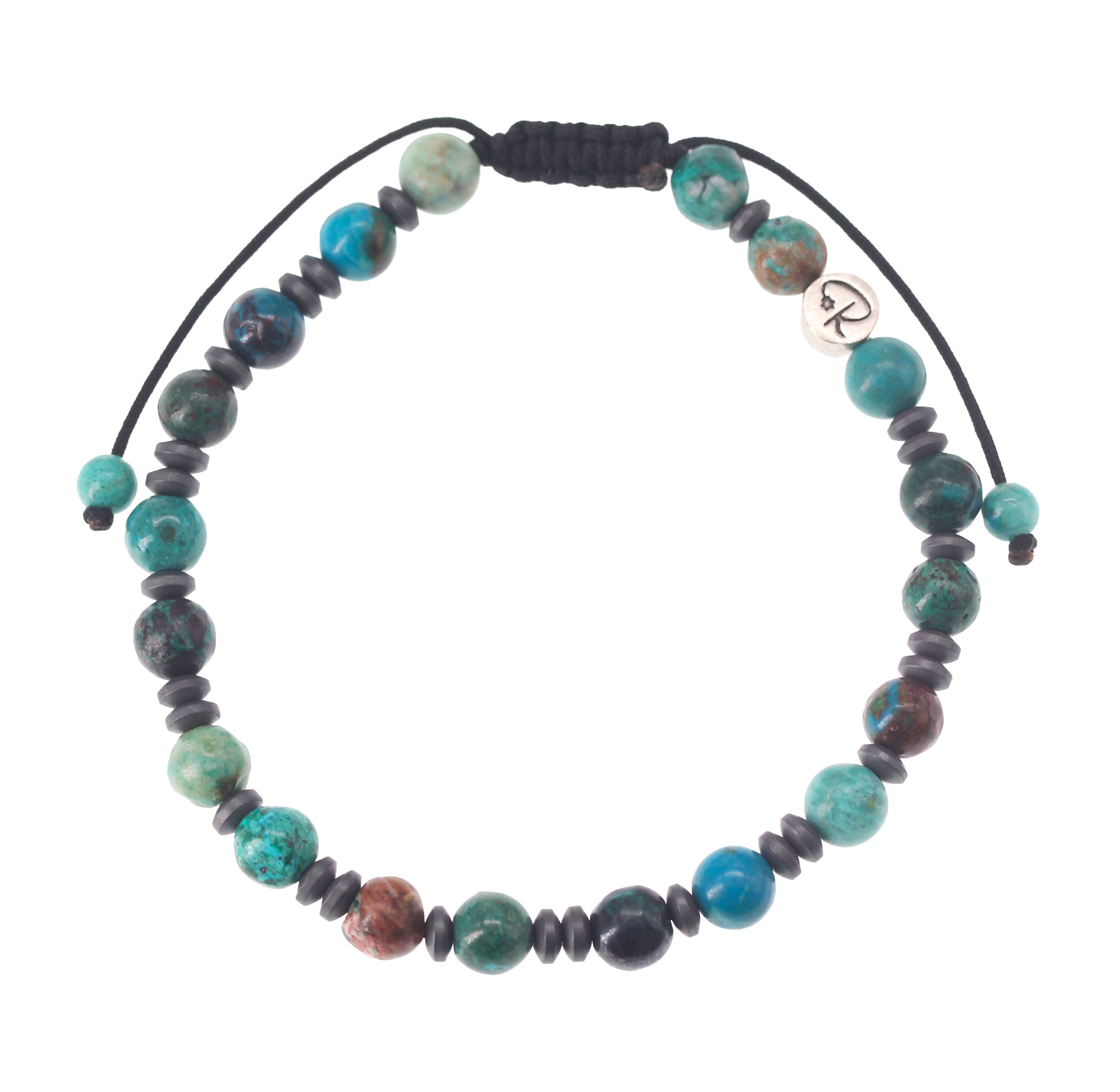 Bracelet Perles Chrysocolle, Turquoise, Quartz Titane, Hématite - Marque A Bijoux - Neuf