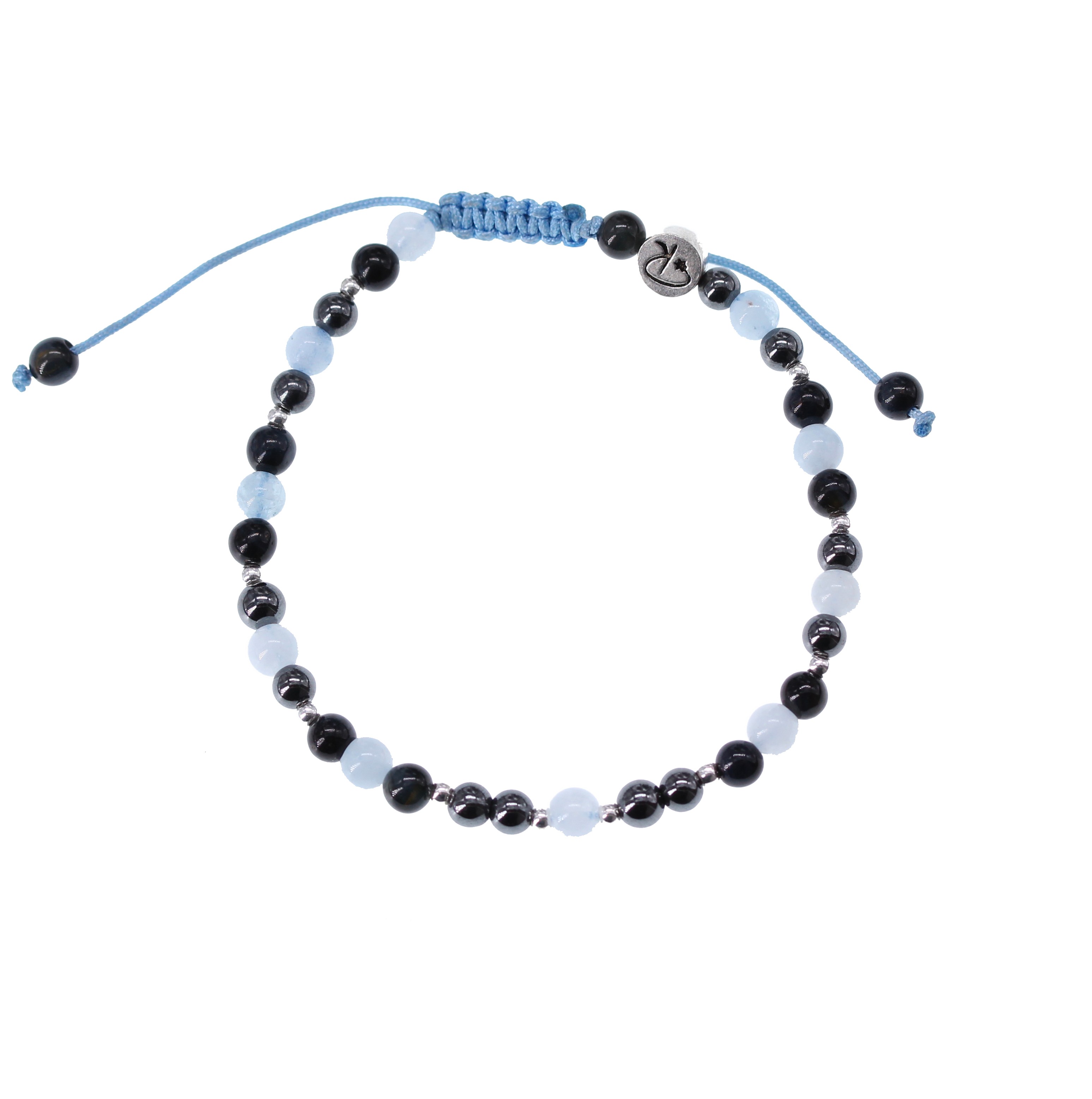 Bracelet Artisanal Unique Fait Main - Signe Verseau, Perles Bleues - Longueur 19-20 Cm - Neuf Avec étiquettes