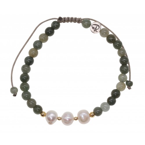Bracelet Jade vert et perles de Culture