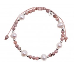 Bracelet Rhodochrosite et perles de Culture