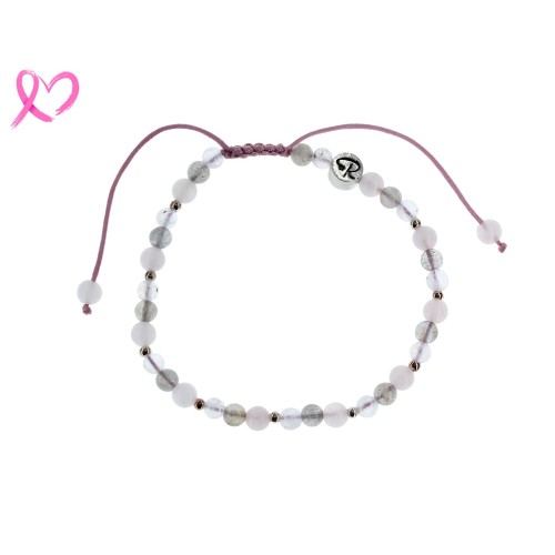 Bracelet Octobre Rose - Quartz Rose, Pierre de Lune et Labradorite