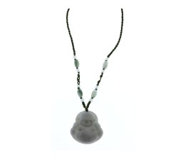 Collier Bouddha rieur en Jade blanc