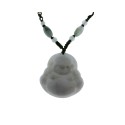 Collier Bouddha rieur en Jade blanc