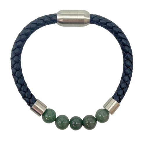 Bracelet Homme Sköra Jade et Cuir