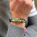 Bracelet Homme Sköra Jade porté et Cuir