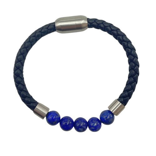 Bracelet Homme Sköra Lapis Lazuli et Cuir