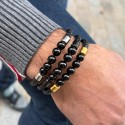 Bracelet Homme Sköra onyx et Cuir