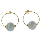 Boucles d'oreilles Boule de jade blanc