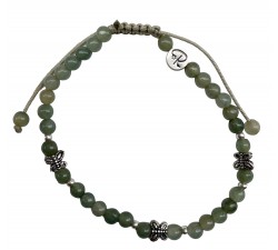 Bracelet Éclosion en Jade & papillon en Argent