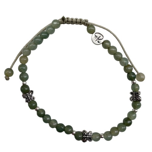 Bracelet Éclosion en Jade & papillon en Argent