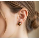 Boucles d'Oreilles Puces en Œil de Tigre 10 mm – Élégance Protectrice | Rêve de Jade
