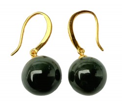 Boucles Lueur Verte Jade 10 mm – Pendantes Argent Doré | Rêve de Jade