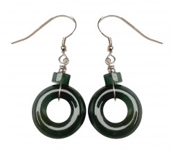 Boucles Grâce Circulaire Jade Vert – Anneau Argent 925 | Rêve de Jade