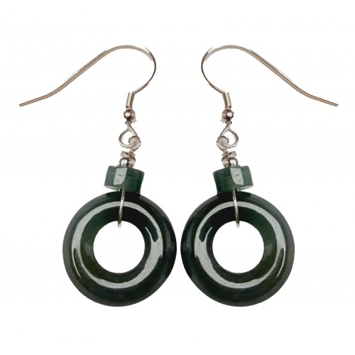 Boucles Grâce Circulaire Jade Vert – Anneau Argent 925 | Rêve de Jade