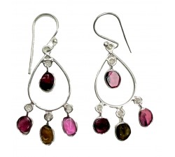 Boucles d'Oreilles Cascade en Tourmaline Multicolores – Argent 925 | Rêve de Jade