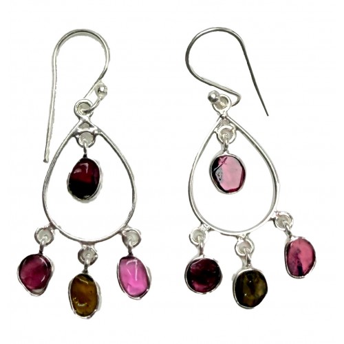Boucles d'Oreilles Cascade en Tourmaline Multicolores – Argent 925 | Rêve de Jade