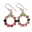 Boucles D'Oreilles Aura en Tourmaline Multicolore – Cercles Argent 925 | Rêve de Jade