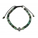Bracelet Homme Croix Protectrice – Turquoise Africaine Cylindres & Cordon Ajustable | Rêve de Jade