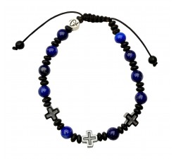 Bracelet Homme Trinité Lapis-Lazuli - Lave & Trois Croix Hématite | Rêve de Jade