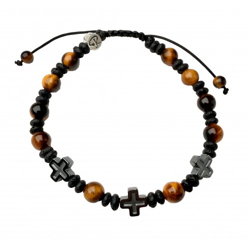 Bracelet Homme Trinité Lapis-Lazuli - Lave & Trois Croix Hématite | Rêve de Jade