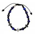 Bracelet Homme Trinité Lapis-Lazuli - Lave & Trois Croix Hématite | Rêve de Jade