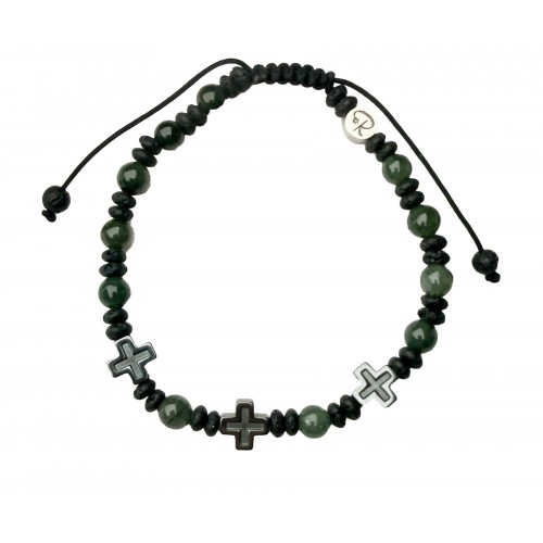 Bracelet Homme Trinité Lapis-Lazuli - Lave & Trois Croix Hématite | Rêve de Jade