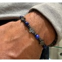 Bracelet Homme Trinité Lapis-Lazuli - Lave & Trois Croix Hématite | Rêve de Jade