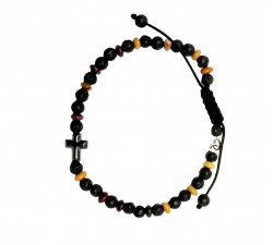 Bracelet Homme Croix d’Ancrage – Pierre de Lave, Jaspe & Hématite | Rêve de Jade