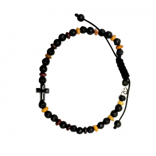 Bracelet Homme Croix d’Ancrage – Pierre de Lave, Jaspe & Hématite | Rêve de Jade