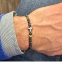 Bracelet Homme Croix d’Ancrage – Pierre de Lave, Jaspe & Hématite | Rêve de Jade
