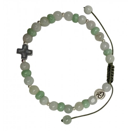 Bracelet Foi en Jade & Croix Hématite | Rêve de Jade Lyon