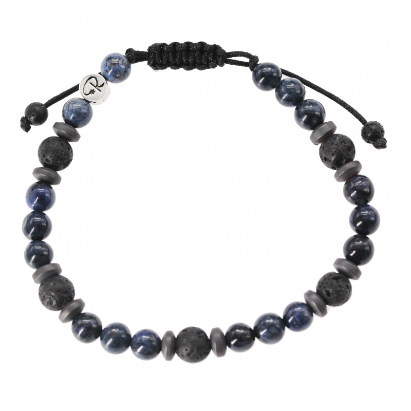 Bracelet En Howlite, Pierre De Lave & Hématite - Perles 8mm - Force Et Protection - Homme Femme - Lithothérapie